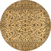 Round Machine Washable Persian Brown Traditional Rug, wshtr2489brn