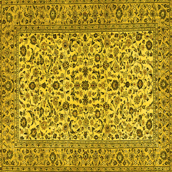 Square Machine Washable Persian Yellow Traditional Rug, wshtr2489yw