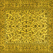 Square Machine Washable Persian Yellow Traditional Rug, wshtr2489yw