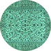 Round Persian Turquoise Traditional Rug, tr2489turq