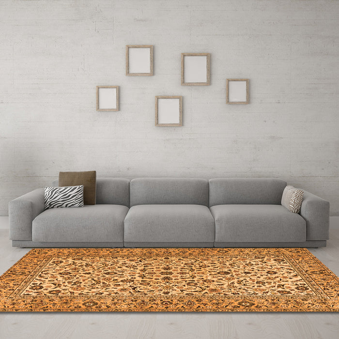 Machine Washable Persian Orange Traditional Area Rugs in a Living Room, wshtr2489org