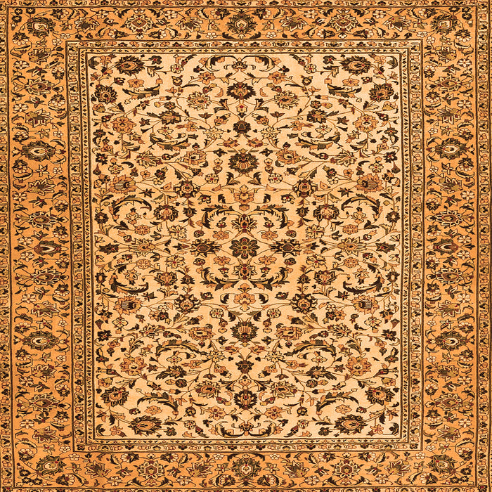 Round Machine Washable Persian Orange Traditional Area Rugs, wshtr2489org