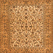 Round Machine Washable Persian Orange Traditional Area Rugs, wshtr2489org