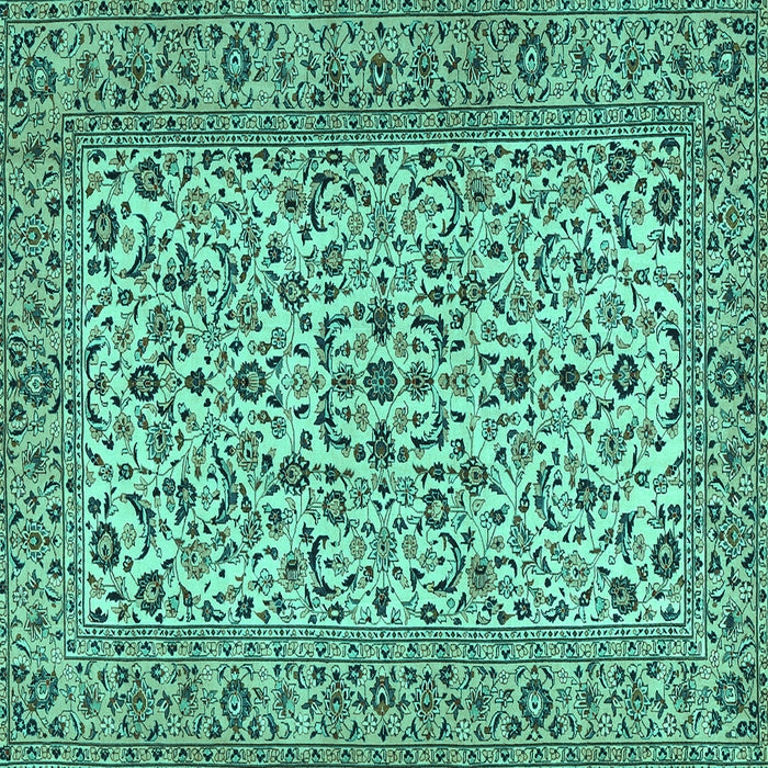 Square Machine Washable Persian Turquoise Traditional Area Rugs, wshtr2489turq