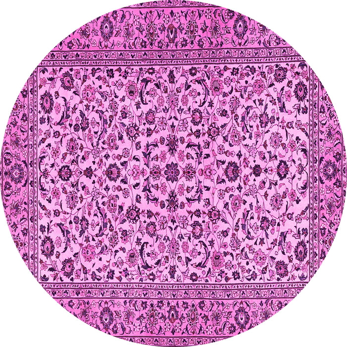 Round Machine Washable Persian Pink Traditional Rug, wshtr2489pnk