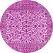 Round Machine Washable Persian Pink Traditional Rug, wshtr2489pnk