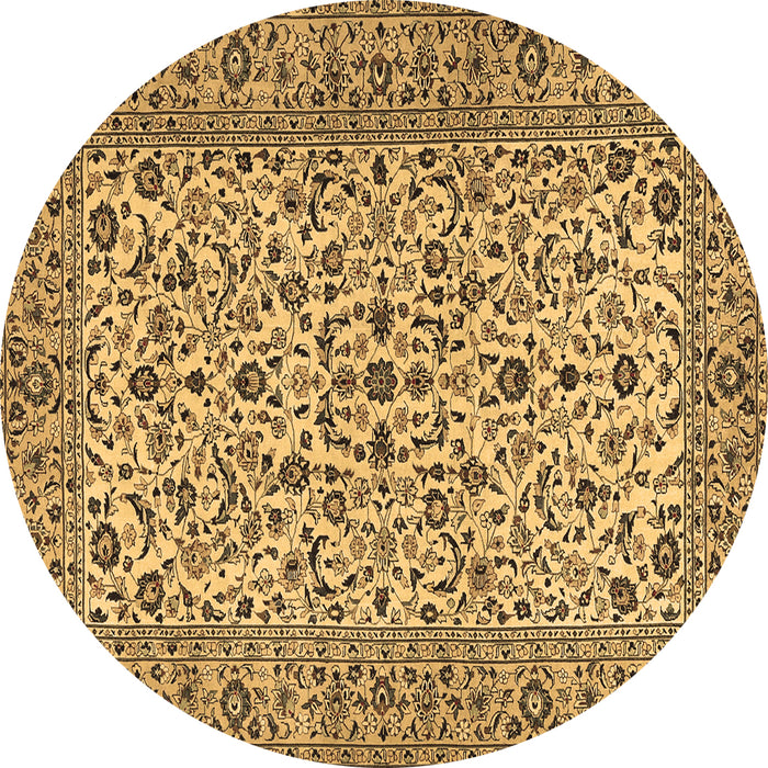 Round Persian Brown Traditional Rug, tr2489brn