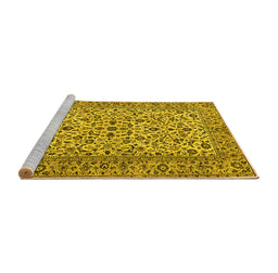Sideview of Machine Washable Persian Yellow Traditional Rug, wshtr2489yw