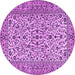 Round Machine Washable Persian Purple Traditional Area Rugs, wshtr2489pur