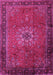 Machine Washable Medallion Pink Traditional Rug, wshtr248pnk