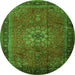 Machine Washable Medallion Green Traditional Area Rugs, wshtr248grn