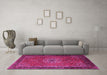 Machine Washable Medallion Pink Traditional Rug in a Living Room, wshtr248pnk