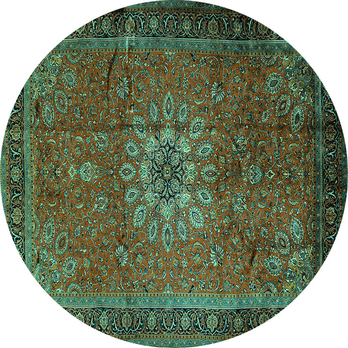 Round Medallion Turquoise Traditional Rug, tr248turq