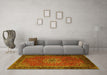 Machine Washable Medallion Yellow Traditional Rug in a Living Room, wshtr248yw