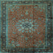 Square Medallion Light Blue Traditional Rug, tr248lblu