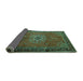 Sideview of Medallion Turquoise Traditional Rug, tr248turq