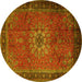 Round Medallion Yellow Traditional Rug, tr248yw