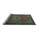 Sideview of Machine Washable Medallion Light Blue Traditional Rug, wshtr248lblu