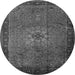 Machine Washable Medallion Gray Traditional Rug, wshtr248gry