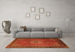 Machine Washable Medallion Orange Traditional Area Rugs in a Living Room, wshtr248org