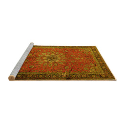 Sideview of Machine Washable Medallion Yellow Traditional Rug, wshtr248yw