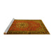 Sideview of Machine Washable Medallion Yellow Traditional Rug, wshtr248yw