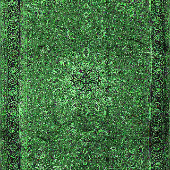 Machine Washable Medallion Emerald Green Traditional Area Rugs, wshtr248emgrn