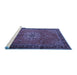 Sideview of Machine Washable Medallion Blue Traditional Rug, wshtr248blu