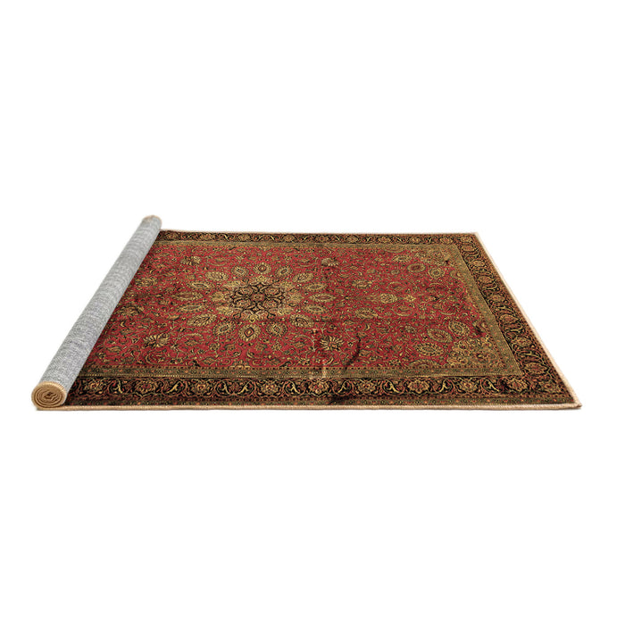Sideview of Machine Washable Medallion Brown Traditional Rug, wshtr248brn