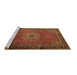 Sideview of Machine Washable Medallion Brown Traditional Rug, wshtr248brn