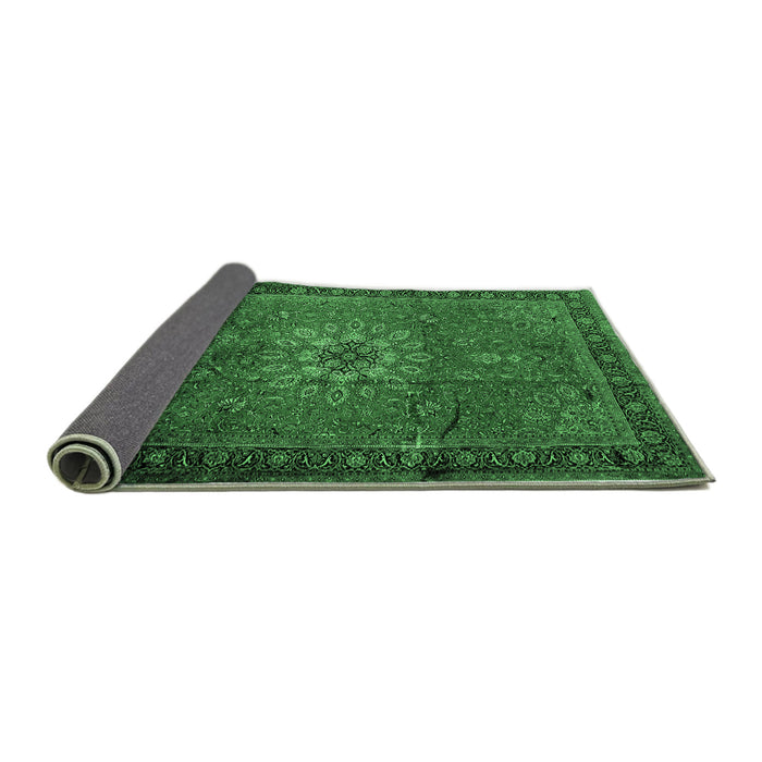 Sideview of Medallion Emerald Green Traditional Rug, tr248emgrn
