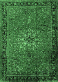 Medallion Emerald Green Traditional Rug, tr248emgrn