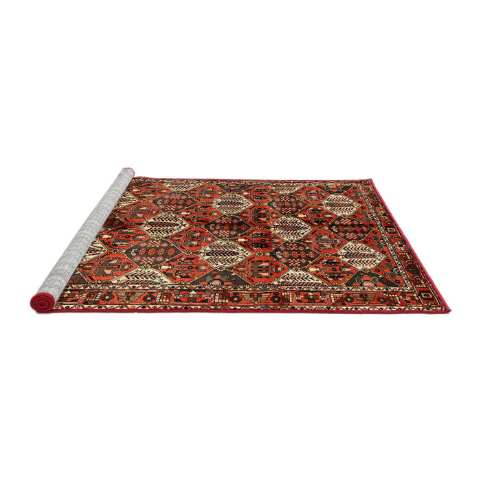 Sideview of Machine Washable Traditional Crimson Red Rug, wshtr249