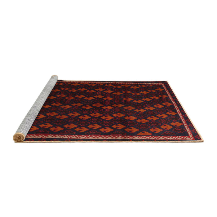Sideview of Machine Washable Traditional Red Wine or Wine Red Rug, wshtr2490