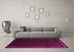 Machine Washable Southwestern Pink Country Rug in a Living Room, wshtr2490pnk