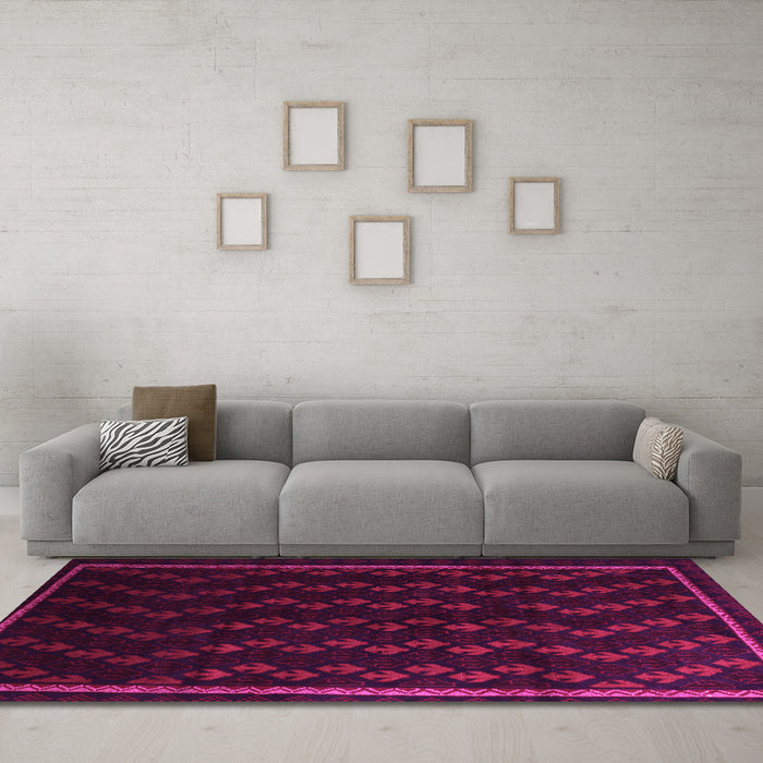 Machine Washable Southwestern Pink Country Rug in a Living Room, wshtr2490pnk