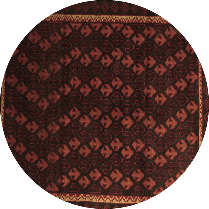 Round Machine Washable Southwestern Brown Country Rug, wshtr2490brn