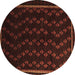 Round Machine Washable Southwestern Brown Country Rug, wshtr2490brn