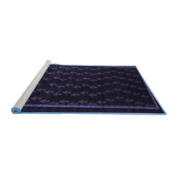 Sideview of Machine Washable Southwestern Blue Country Rug, wshtr2490blu