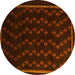 Round Southwestern Yellow Country Rug, tr2490yw