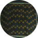 Round Southwestern Turquoise Country Rug, tr2490turq