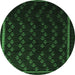 Round Machine Washable Southwestern Emerald Green Country Area Rugs, wshtr2490emgrn