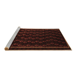 Sideview of Machine Washable Southwestern Brown Country Rug, wshtr2490brn