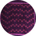 Round Machine Washable Southwestern Purple Country Area Rugs, wshtr2490pur