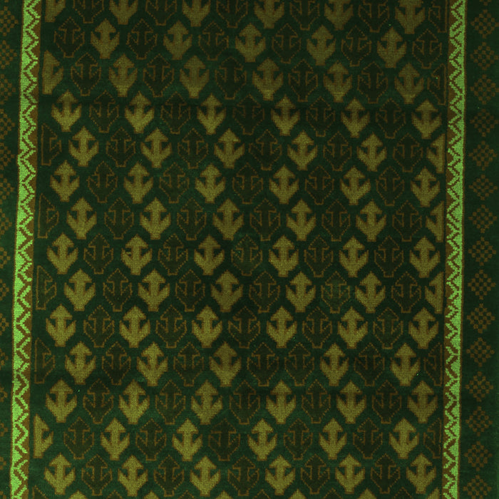Serging Thickness of Machine Washable Southwestern Green Country Area Rugs, wshtr2490grn