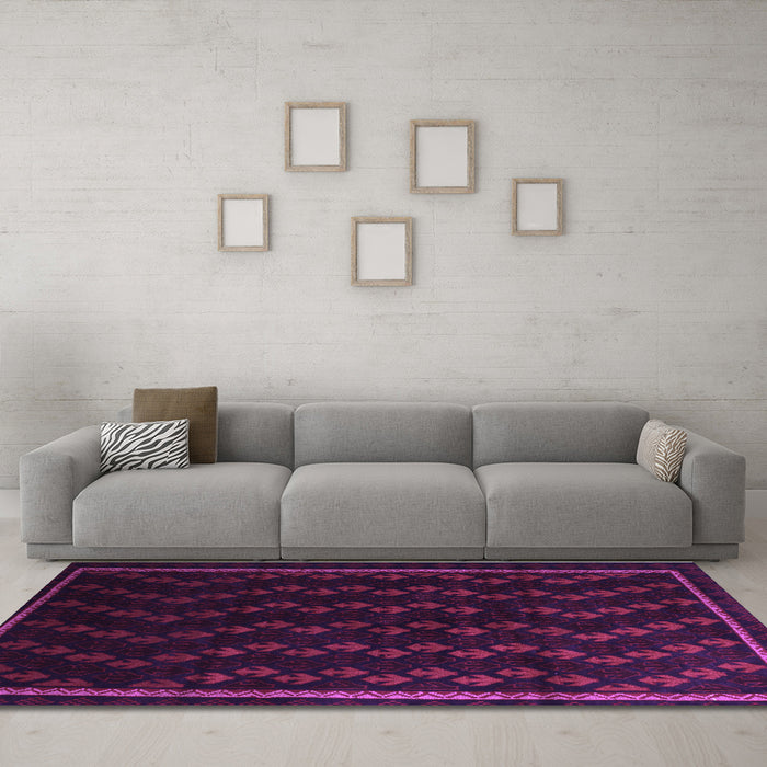 Machine Washable Southwestern Purple Country Area Rugs in a Living Room, wshtr2490pur