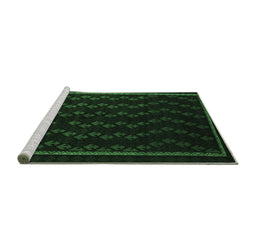 Sideview of Machine Washable Southwestern Emerald Green Country Area Rugs, wshtr2490emgrn