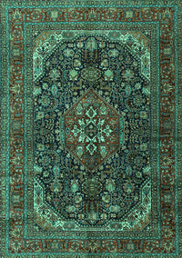 Medallion Turquoise Traditional Rug, tr2491turq