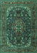 Medallion Turquoise Traditional Rug, tr2491turq