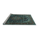 Sideview of Machine Washable Medallion Light Blue Traditional Rug, wshtr2491lblu